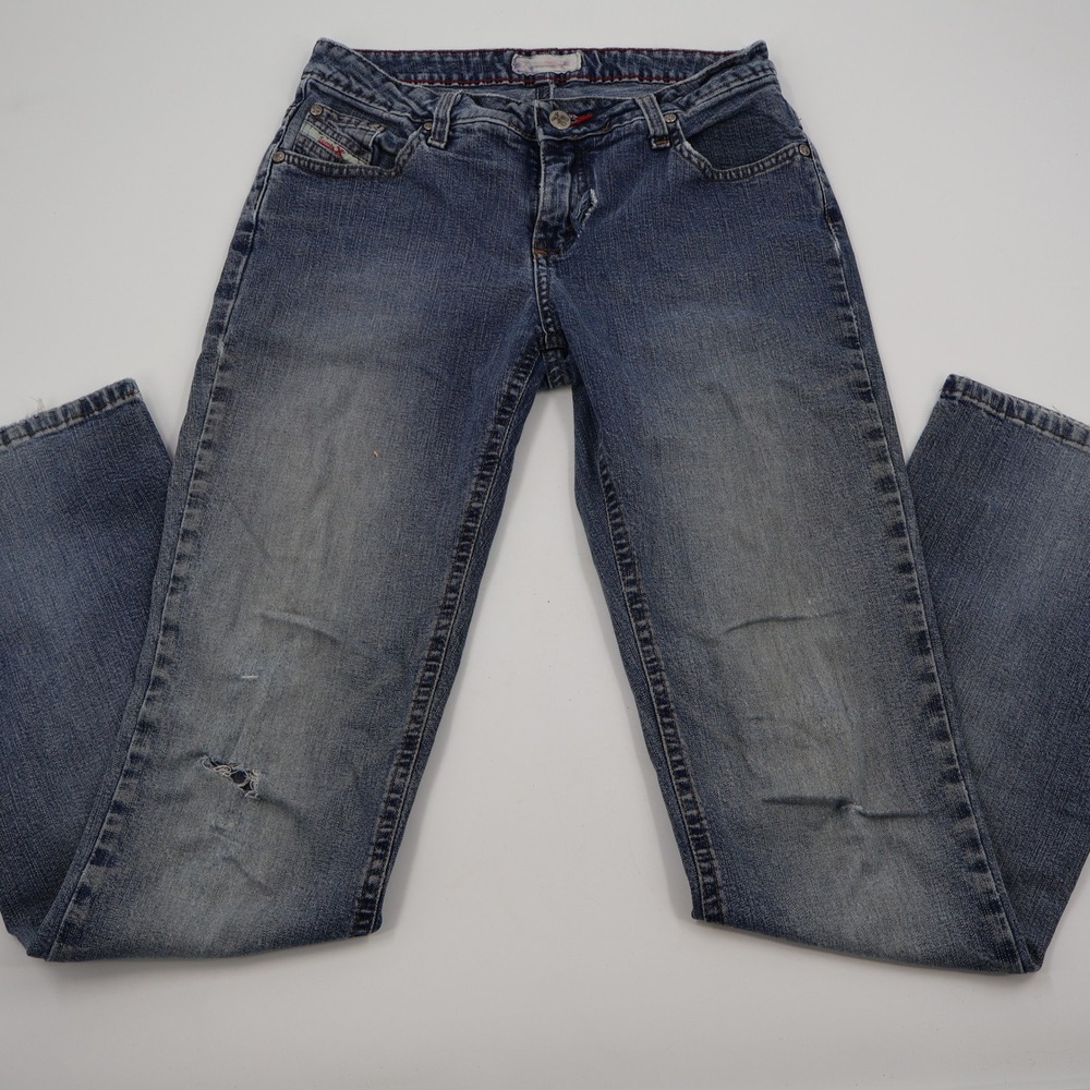 Wrangler 20X Jeans Womens 7/8 x 34 Blue Distressed Low Rise Slim W079XSD